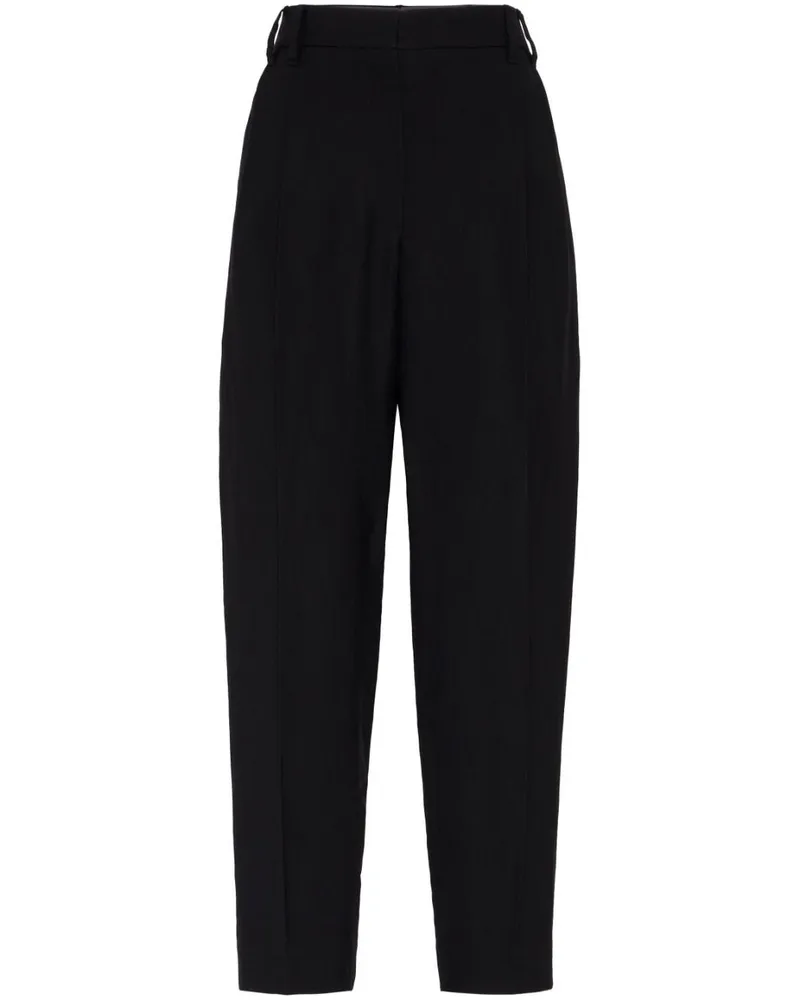 Brunello Cucinelli Hoch sitzende Cropped-Hose mit Falten - Schwarz Schwarz