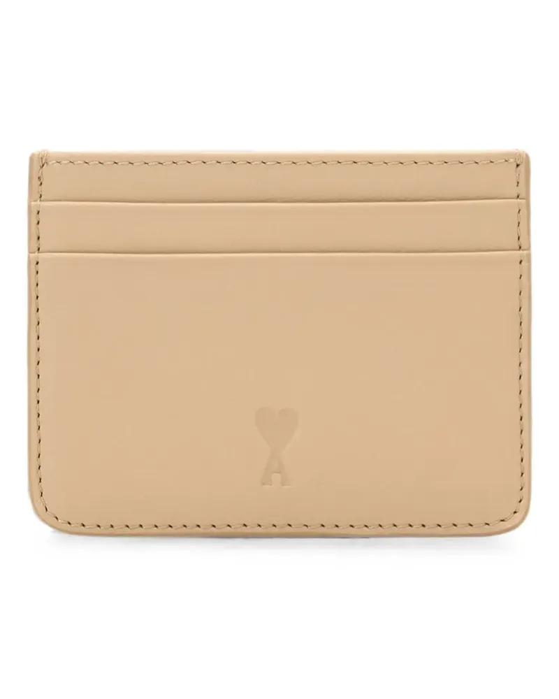 AMI Paris cowhide-leather card-holder with Ami de Coeur - Nude Nude