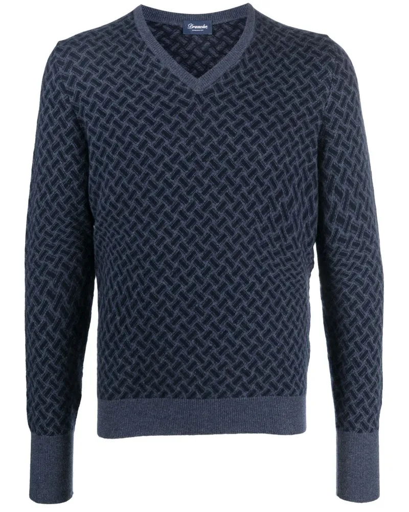 Drumohr  Biscottino Kaschmirpullover mit V-Ausschnitt - Blau Blau