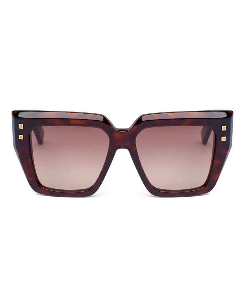 Balmain Geometrische Sonnenbrille mit Nieten - Braun Braun