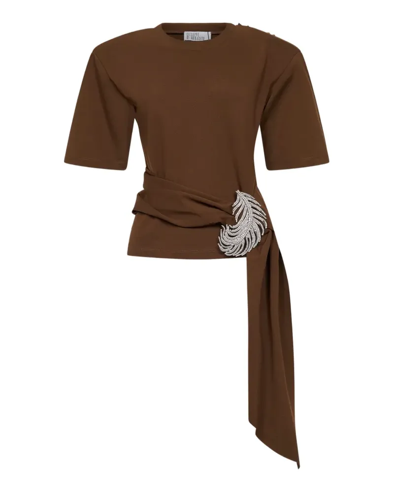 Giuseppe di Morabito T-Shirt mit Federn - Braun Braun