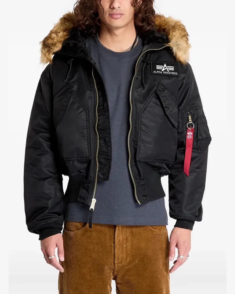 Alpha Industries 45/P fhooded bomber jacket - Schwarz Schwarz