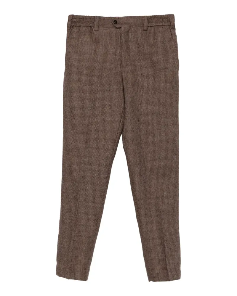 PT TORINO check-pattern elasticated-waistband trousers - Braun Braun