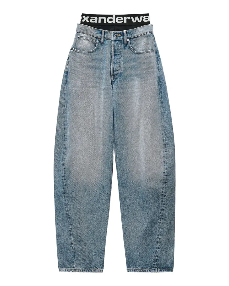 Alexander Wang logo-waistband layered-effect tapered jeans - Blau Blau