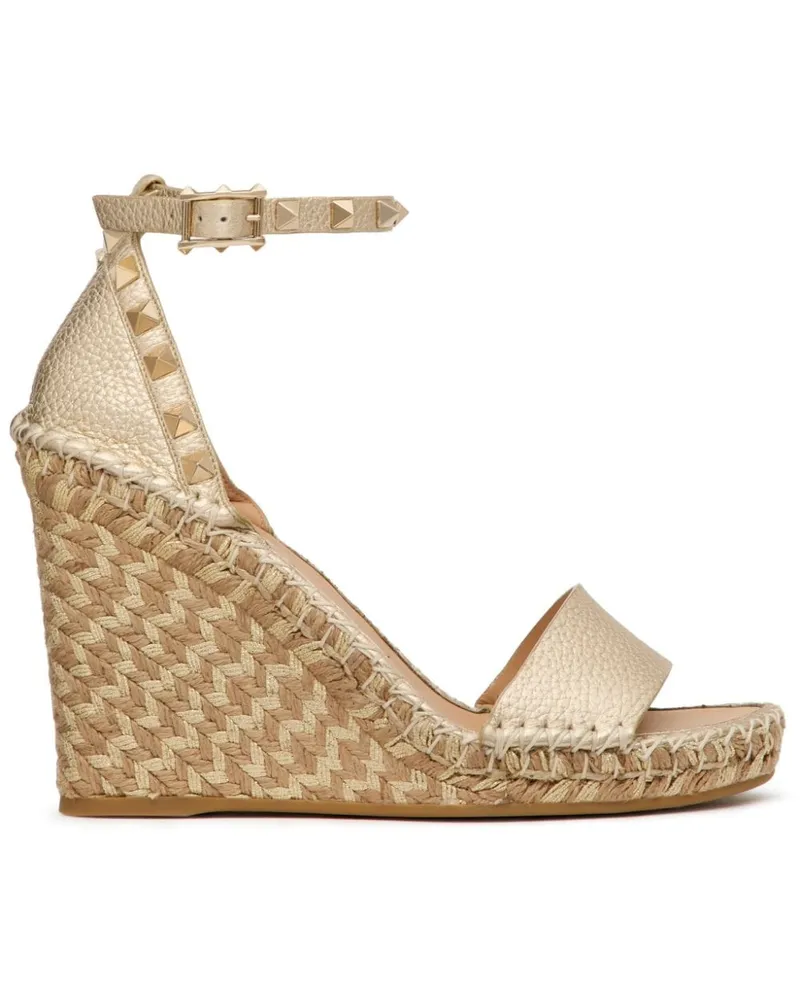 Valentino Garavani Rockstud Wedge-Espadrilles - Gold Gold