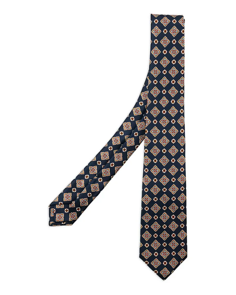 Kiton geometric-print silk tie - Blau Blau