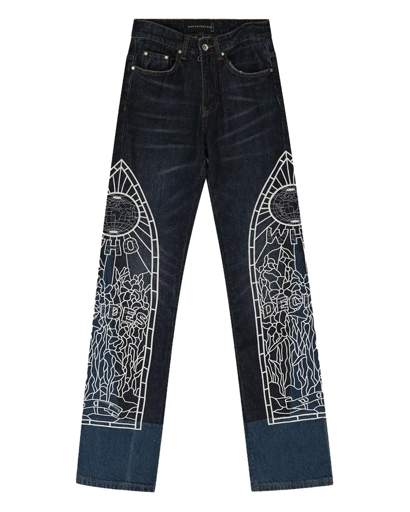 WHO DECIDES WAR Bestickte Jeans - Blau Blau