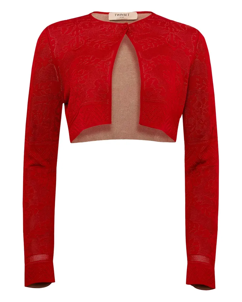 Twin-Set Cardigan mit Blumenjacquard - Rot Rot