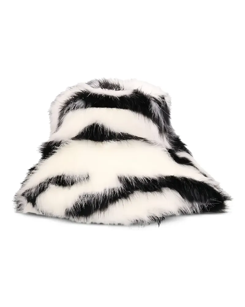 ATTICO Fischerhut aus Faux Fur mit Zebramuster - Schwarz Schwarz