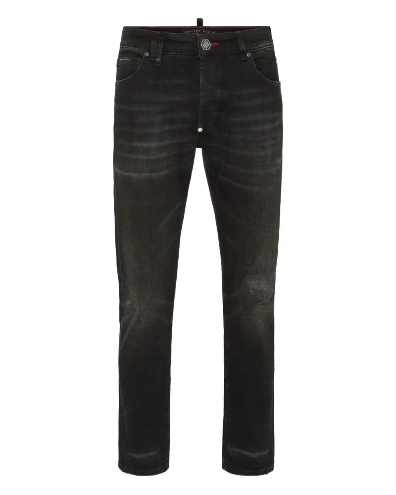 Philipp Plein Skinny-Jeans mit Logo-Patch - Schwarz Schwarz