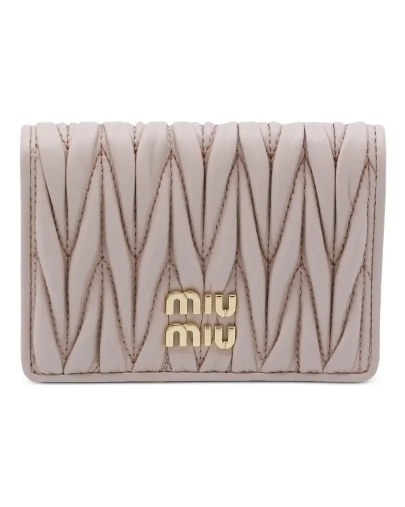 Miu Miu Matelassé leather wallet - Nude Nude