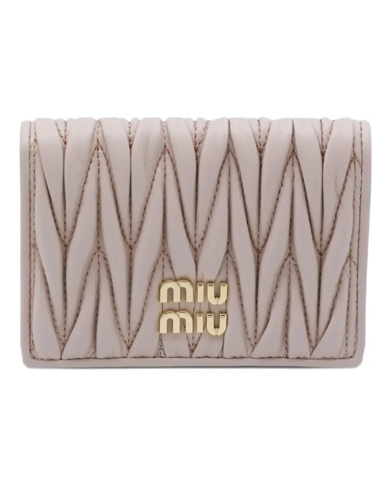 Miu Miu Matelassé leather wallet - Nude Nude