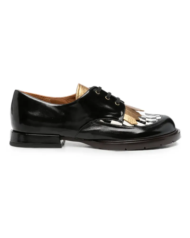 Chie Mihara Jeripa fringed checkered loafers - Schwarz Schwarz