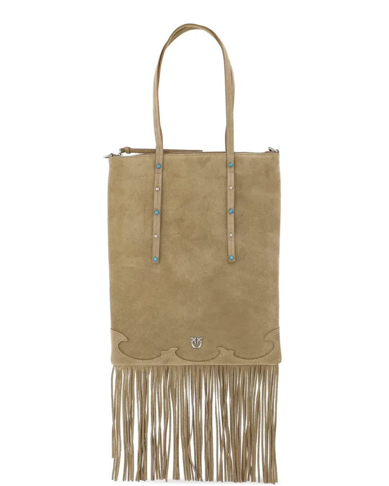 Pinko studded fringed tote bag - Nude Nude