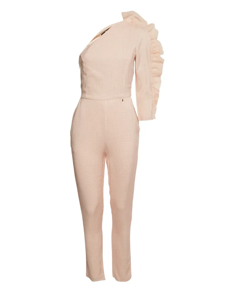Elisabetta Franchi Gerüschter One-Shoulder-Jumpsuit mit Vichy-Karo - Rosa Rosa
