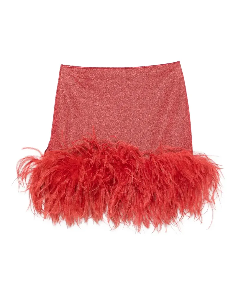 Oséree Lumière Plumage feather-trim mini skirt - Rot Rot