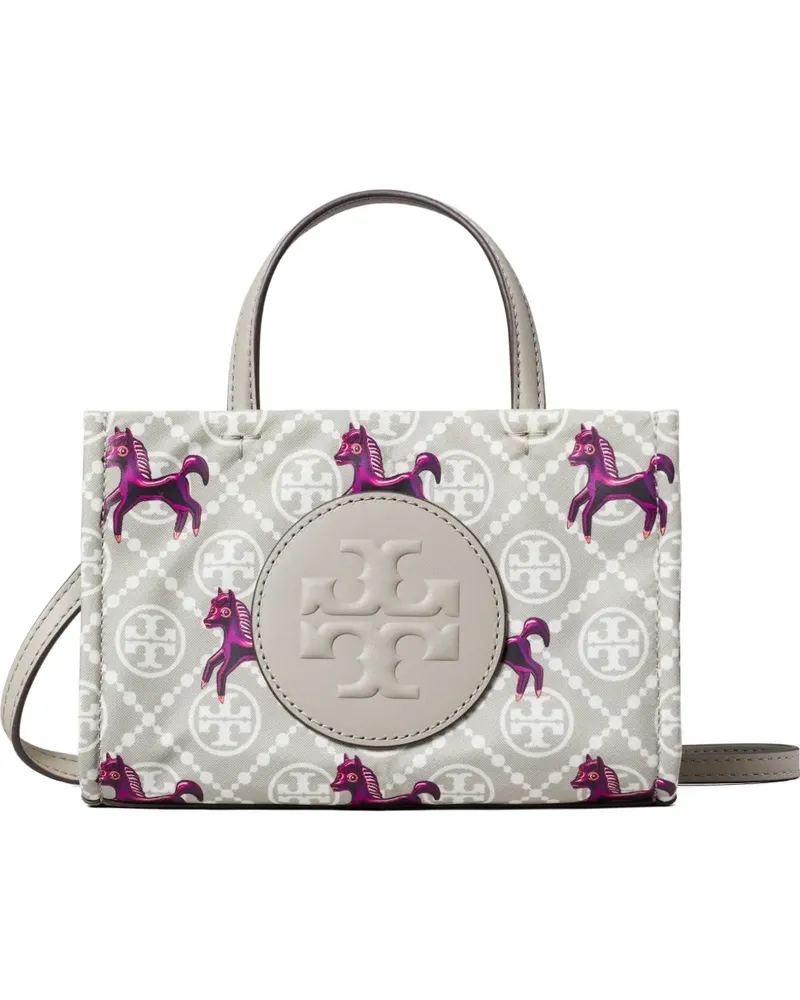 Tory Burch mini Ella horse-pattern logo tote - Grau Grau