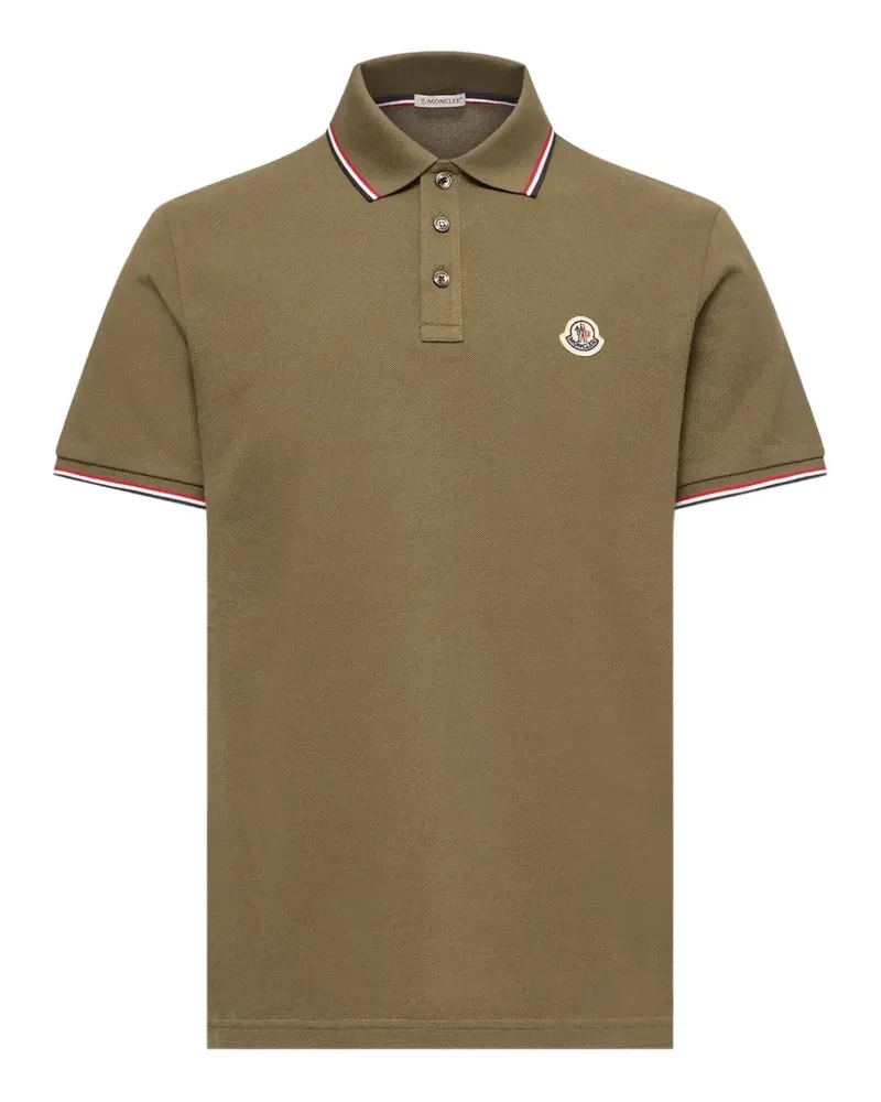 Moncler logo-patch tipped polo shirt - Braun Braun