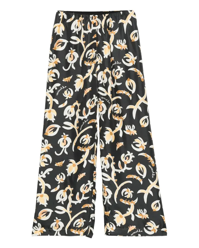 Nanushka Gerade Hose mit Blumen-Print - Schwarz Schwarz