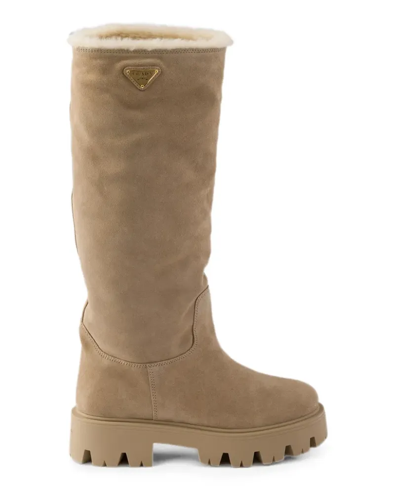 Prada Stiefel aus Wildleder - Nude Nude