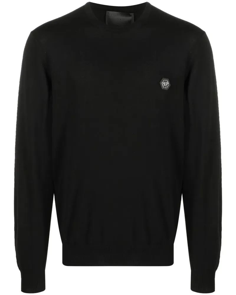Philipp Plein Pullover mit Logo-Schild - Schwarz Schwarz