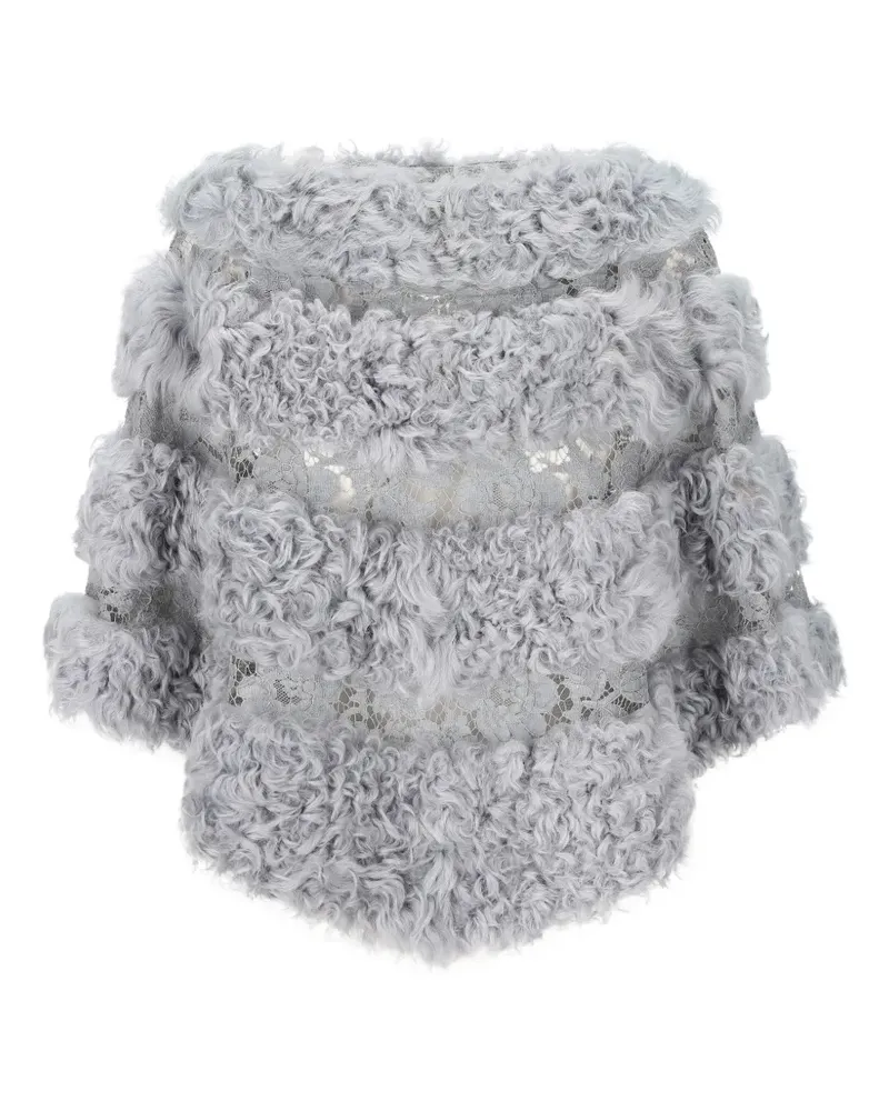 Valentino Garavani Cape mit Spitzeneinsätzen - Grau Grau
