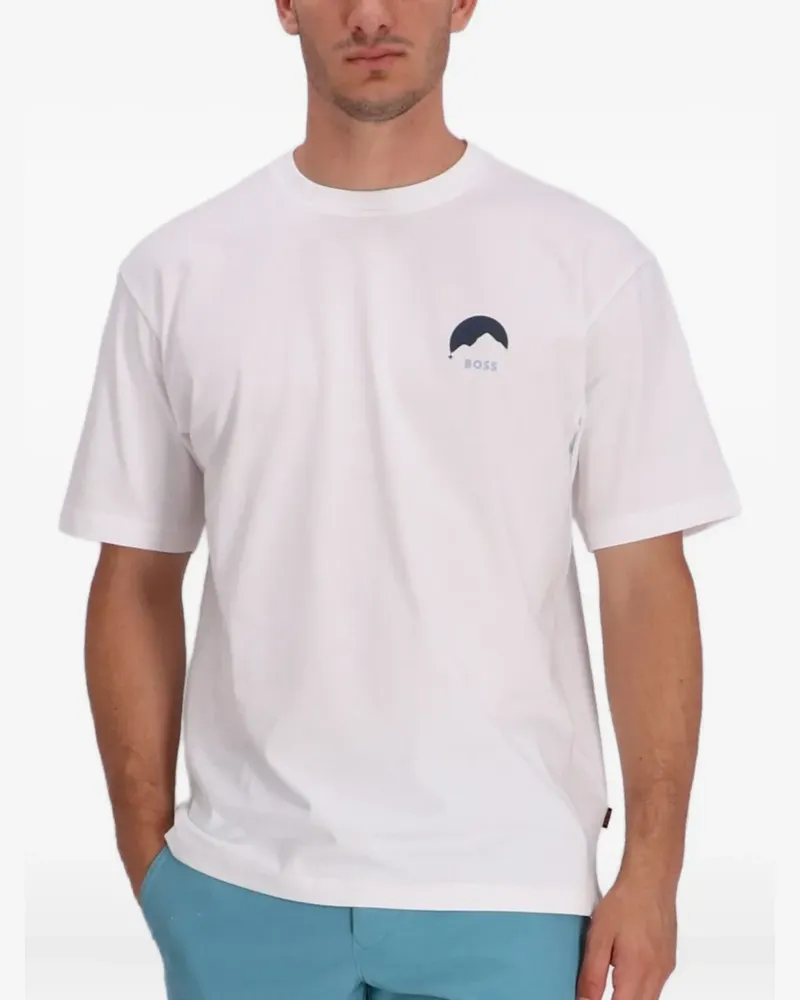 HUGO BOSS T-Shirt mit Gebirgs-Print - Weiß Weiß