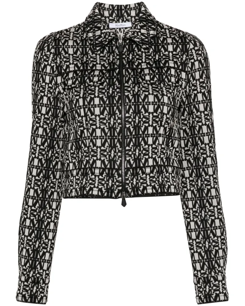 Max Mara Tony Cropped-Jacke mit Monogrammmuster - Weiß Weiß