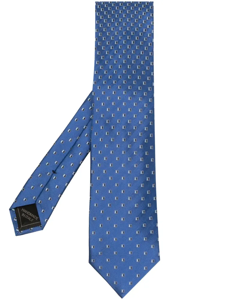 Brioni Geometrisch gemusterte Seidenkrawatte - Blau Blau