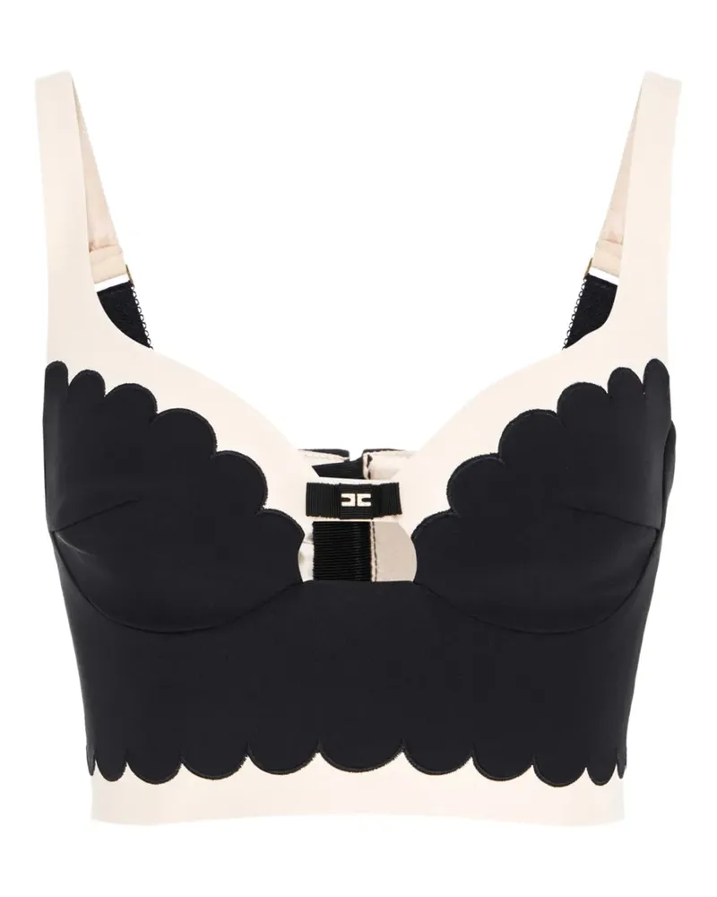 Elisabetta Franchi Oberteil mit Logo-Patch - Schwarz Schwarz