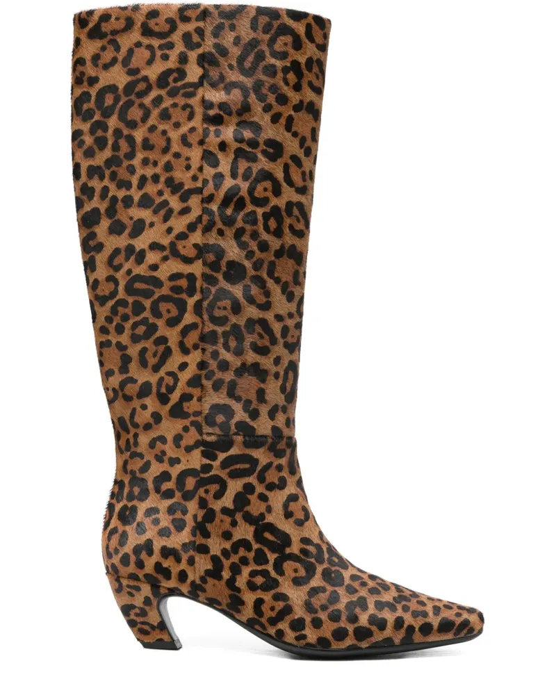 MARC ELLIS Kniehohe Stiefel mit Animal-Print - Braun Braun