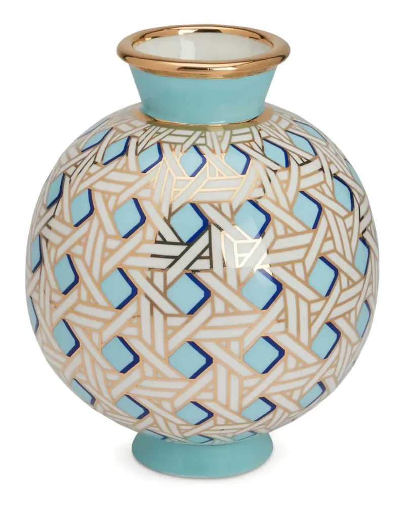 Jonathan Adler Runde Vase aus Korbgeflecht (24cm) - Weiß Weiß