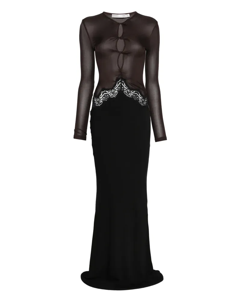 Christopher Esber Maxikleid mit Spitzeneinsätzen - Schwarz Schwarz