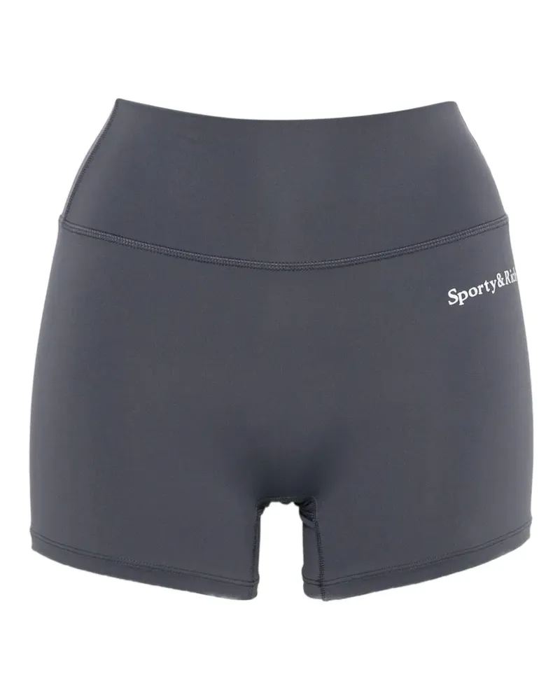 SPORTY & RICH High-Waist-Shorts mit Logo-Print - Grau Grau