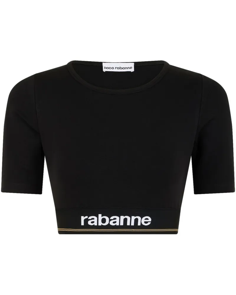 Paco Rabanne Bodyline Cropped-T-Shirt - Schwarz Schwarz