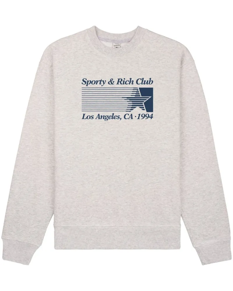 SPORTY & RICH Starter Sweatshirt mit Logo-Print Grau