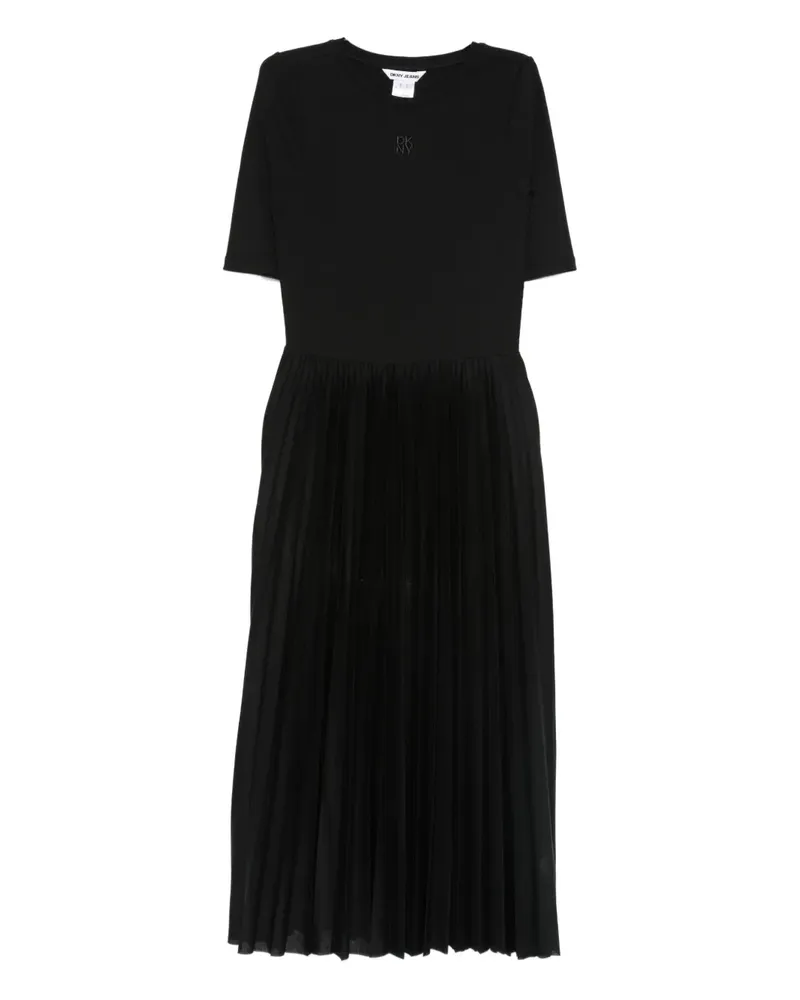 DKNY short-sleeve pleated midi dress - Schwarz Schwarz