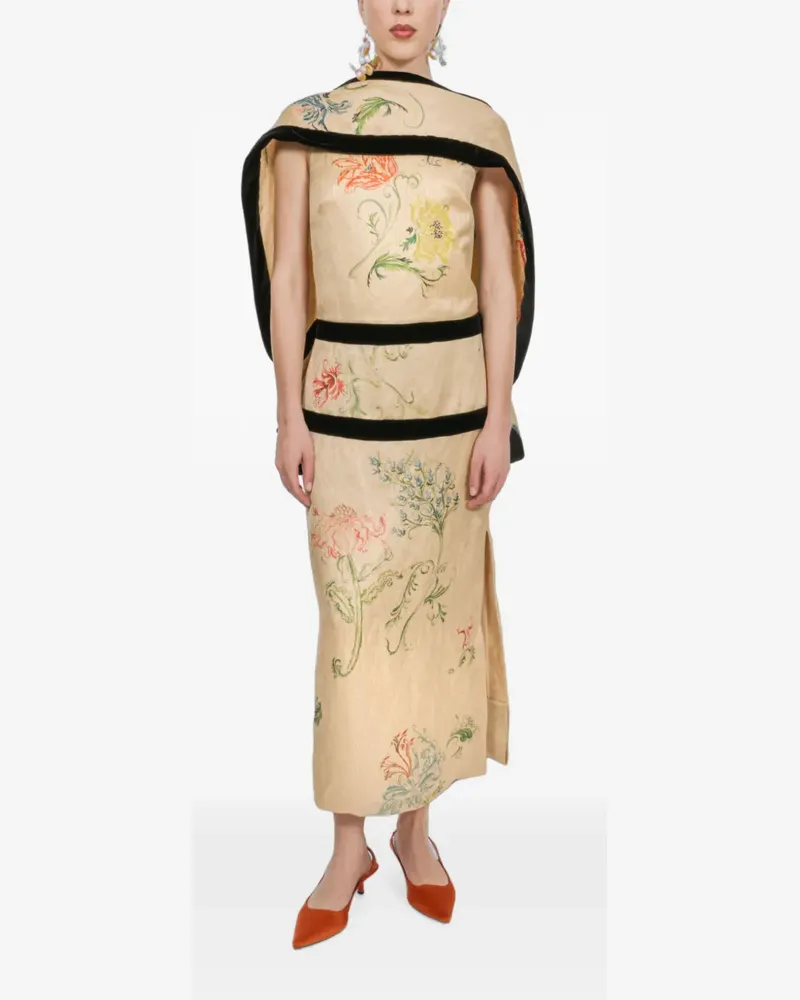 Rosie Assoulin A La Mode Midikleid aus Blumen-Jacquard - Nude Nude