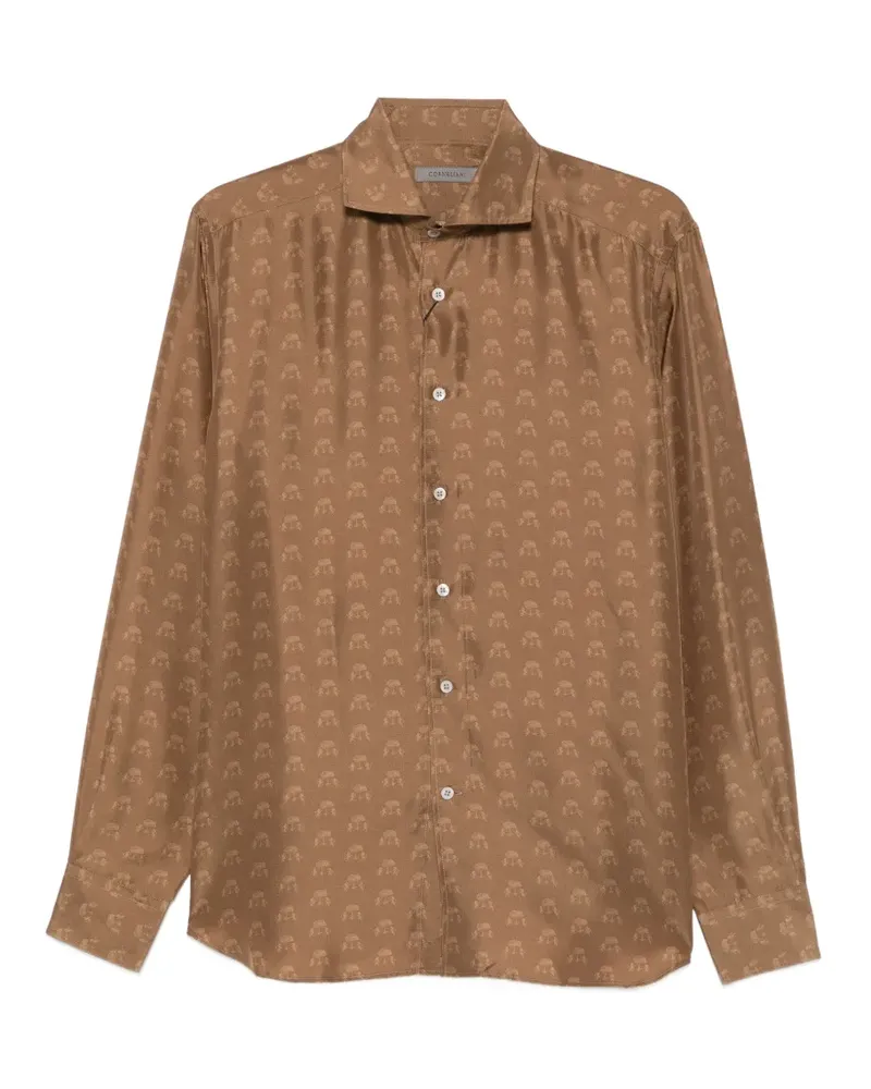 Corneliani printed long-sleeve shirt - Braun Braun
