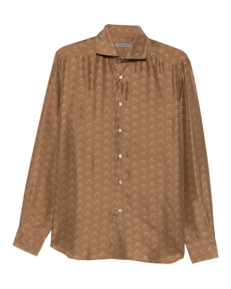 Corneliani printed long-sleeve shirt - Braun Braun