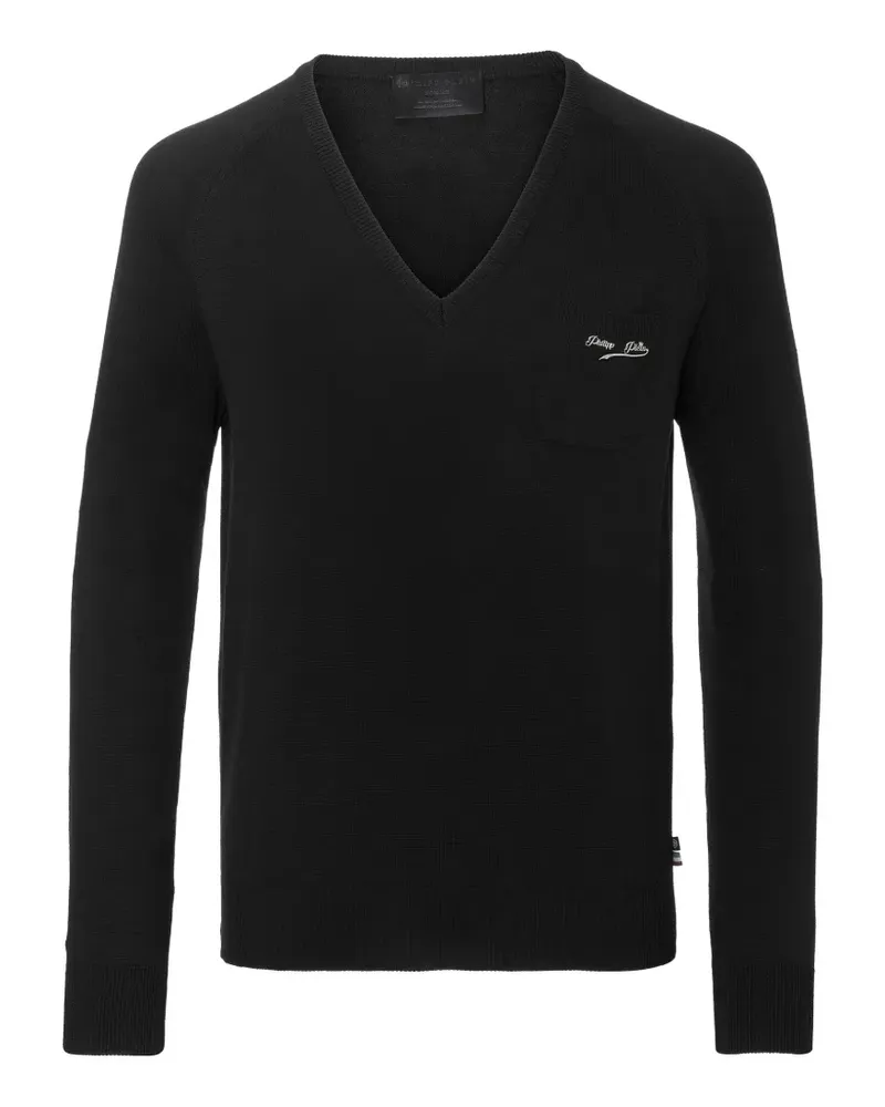 Philipp Plein Pullover mit V-Ausschnitt - Schwarz Schwarz