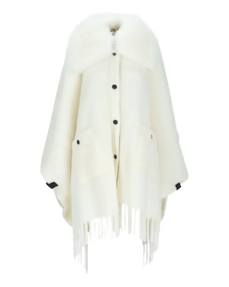 Moncler Cape mit Shearling-Kragen und Fransen - Nude Nude