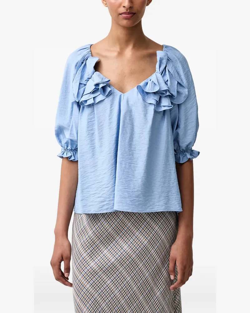 Stine Goya Oberteil mit Puffärmeln - Blau Blau
