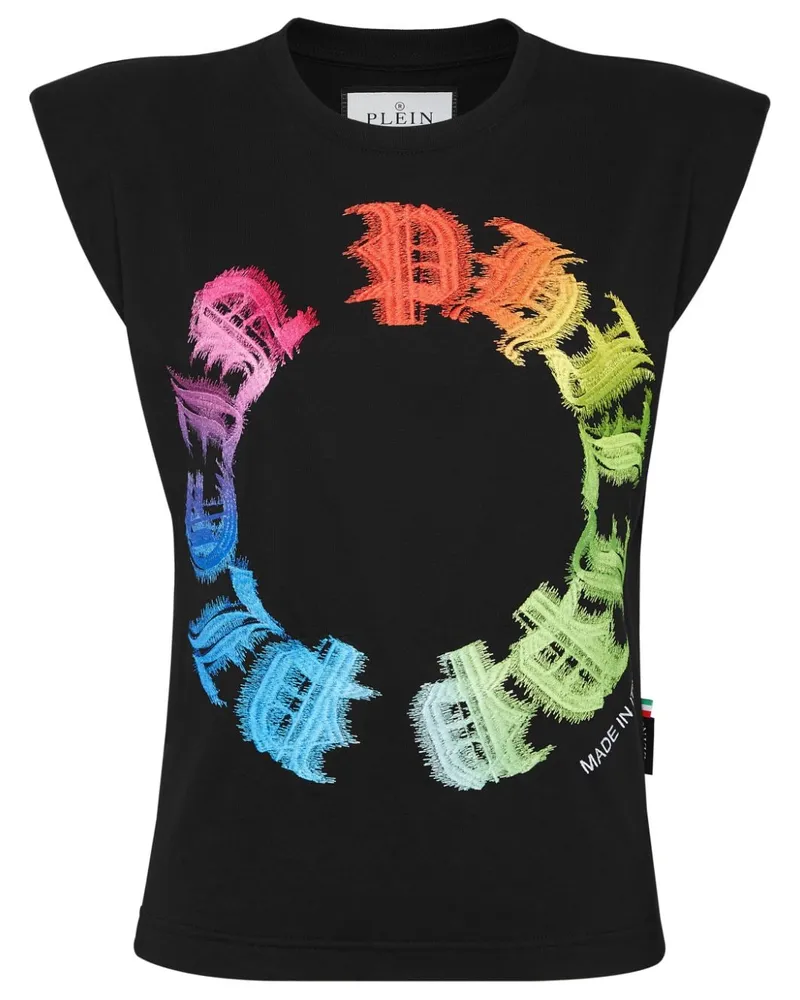 Philipp Plein Rainbow Tanktop mit Gothic-Print - Schwarz Schwarz