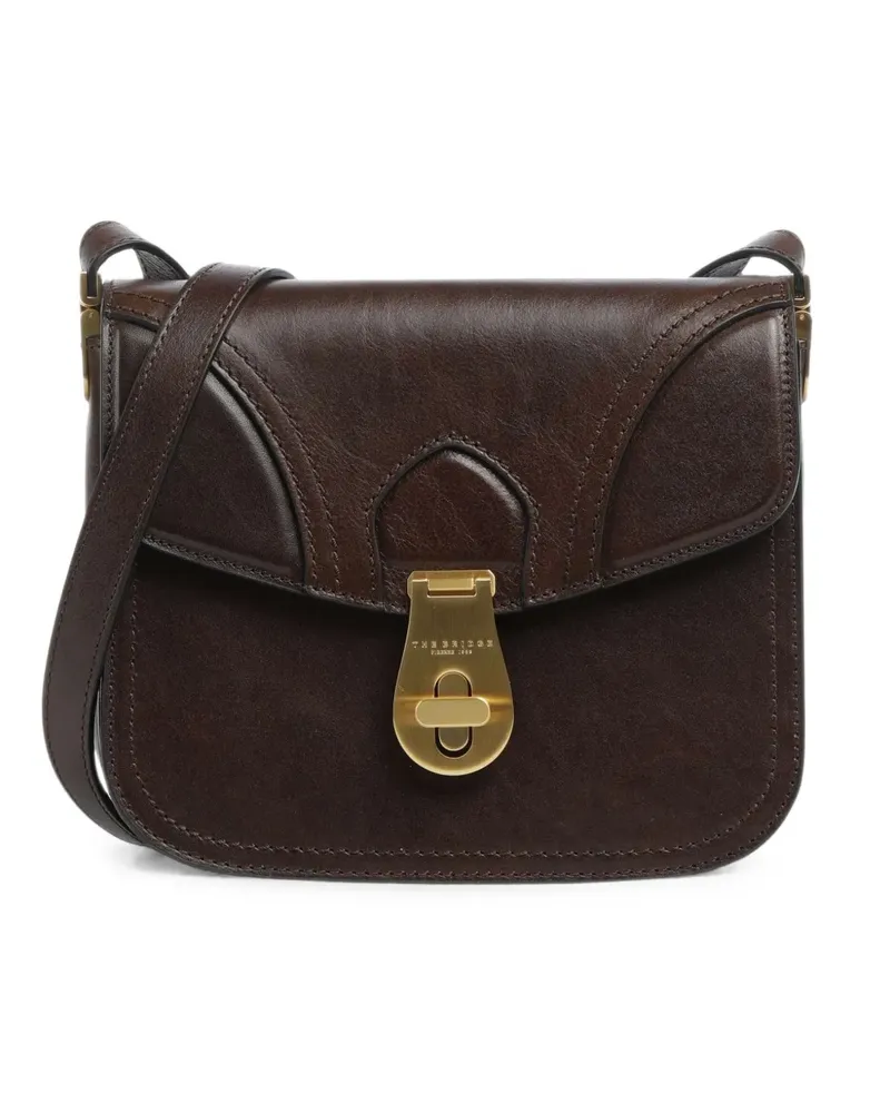 The Bridge Schultertasche aus Leder mit Drehverschluss - Braun Braun