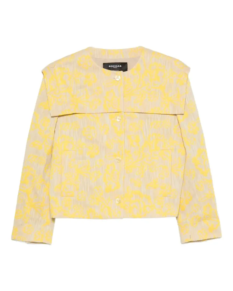 Rochas floral-jacquard cropped jacket - Nude Nude