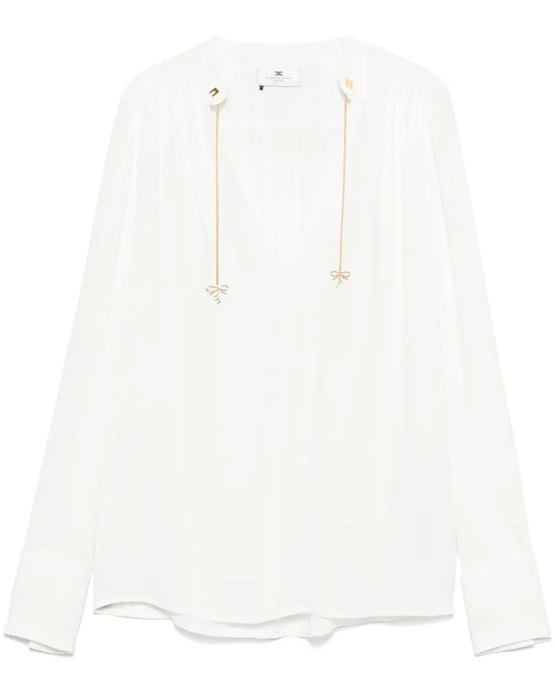 Elisabetta Franchi Georgette-Bluse mit Logo-Anhängern - Weiß Weiß