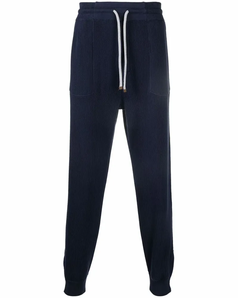 Brunello Cucinelli Jogginghose mit geripptem Detail - Blau Blau