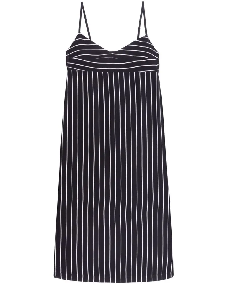 Handred Gestreiftes Midikleid aus Seide - Schwarz Schwarz