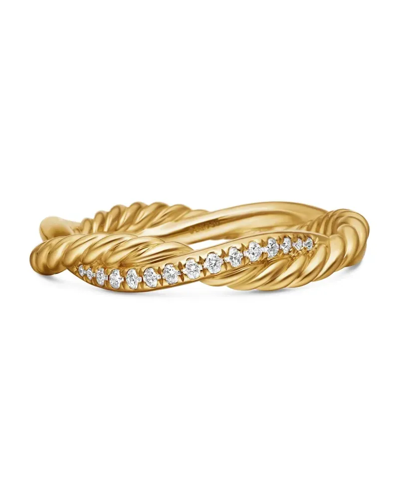 David Yurman 18kt Petite Infinity Gelbgoldring mit Diamanten 4mm Gold